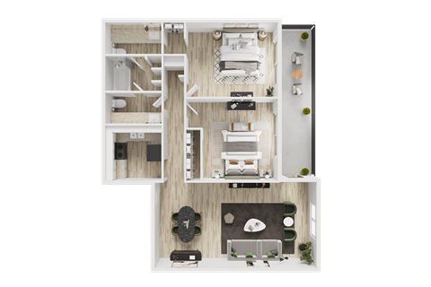 Floor plan for 2 beds, 1.5 baths, 1100 sqft